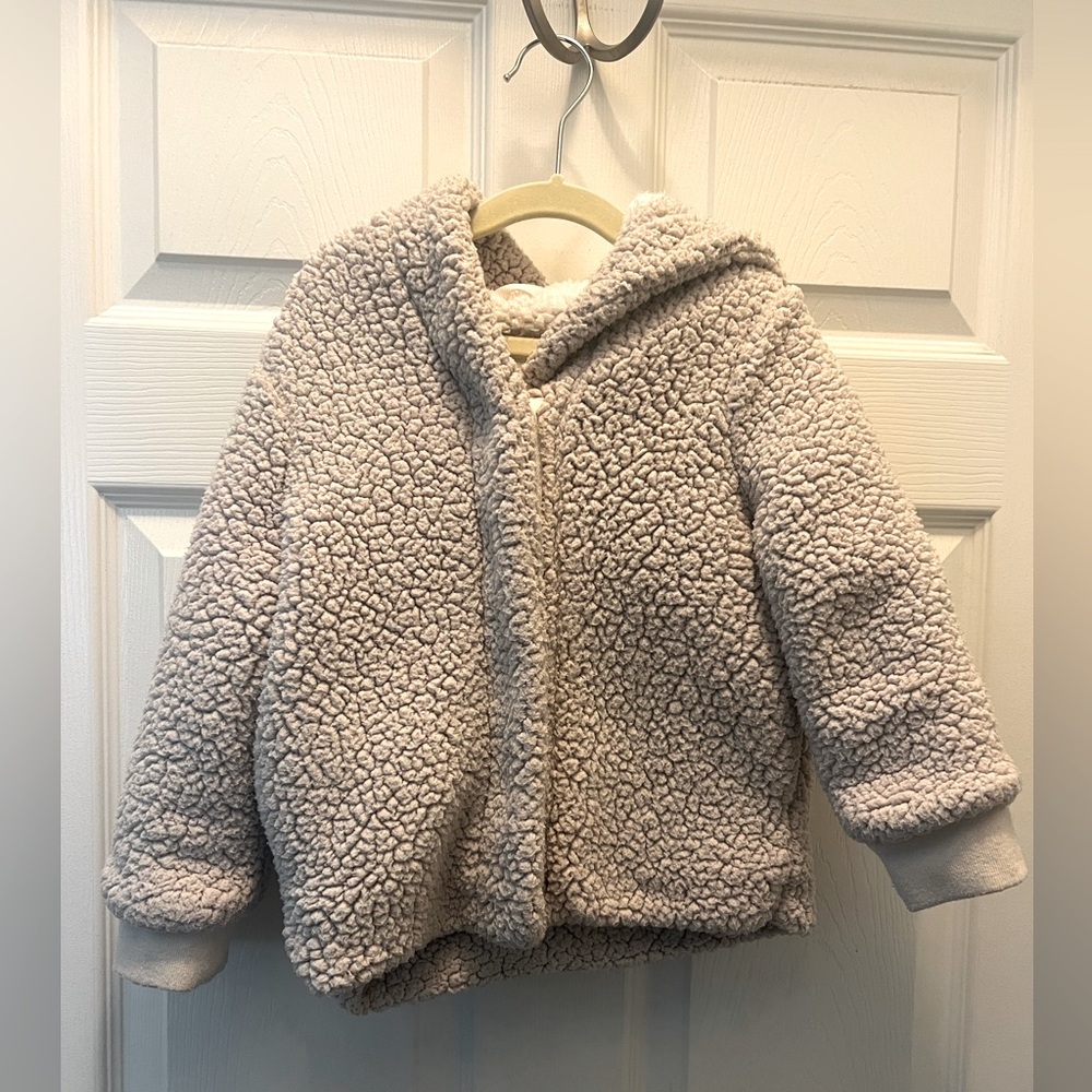 Girls Hooded Sherpa Jacket with Snaps